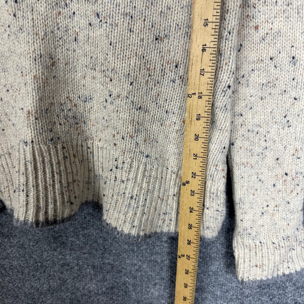Patagonia Sweater Hoodie Womens L Cream Wool Blend Speckled Henley - Picture 5 of 8